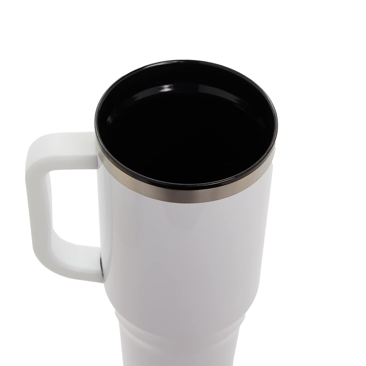 Thor Straw Tumbler with Handle, 40 oz Laser Engraving - White - Top 2