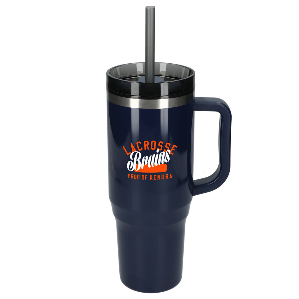 Thor Straw Tumbler with Handle, 40 oz - Navy - Front