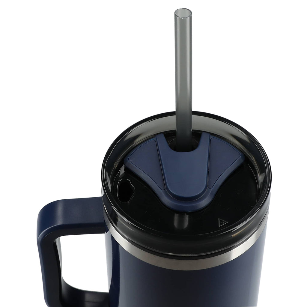 Thor Straw Tumbler with Handle, 40 oz - Navy - Top 2