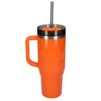 Thor Straw Tumbler with Handle, 40 oz - Orange - Back