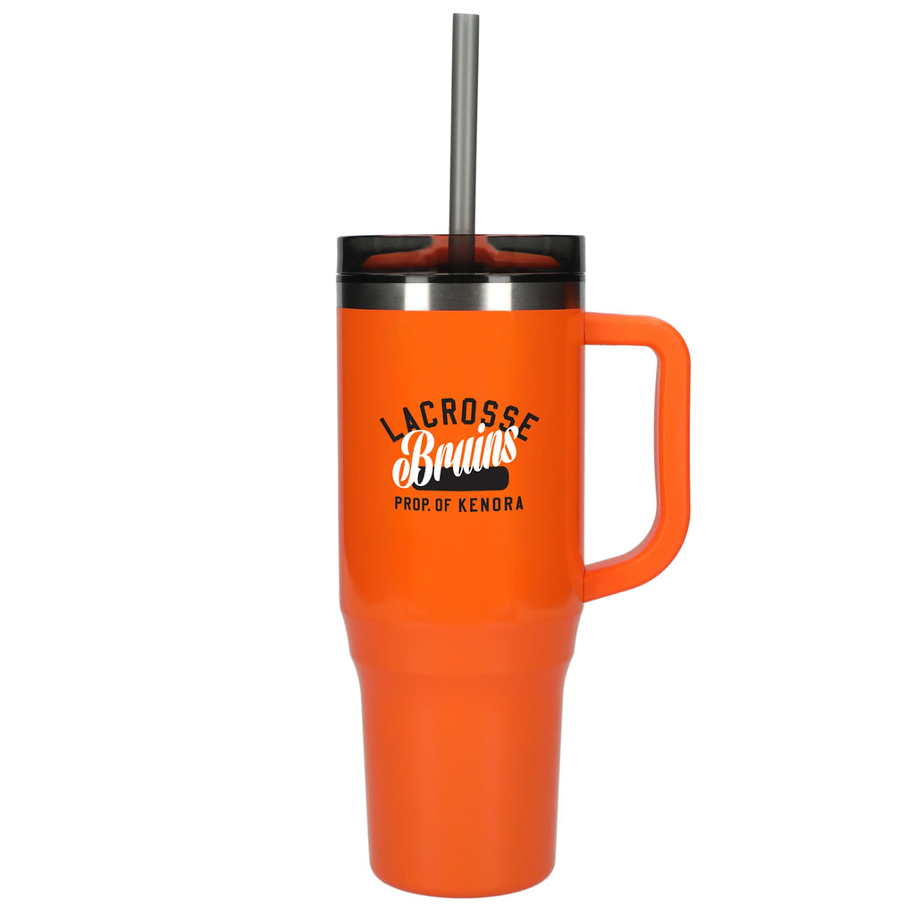 Thor Straw Tumbler with Handle, 40 oz - Orange - Front 2