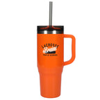 Thor Straw Tumbler with Handle, 40 oz - Orange - Front 2