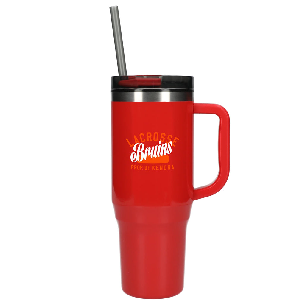 Thor Straw Tumbler with Handle, 40 oz - Red - Front 2