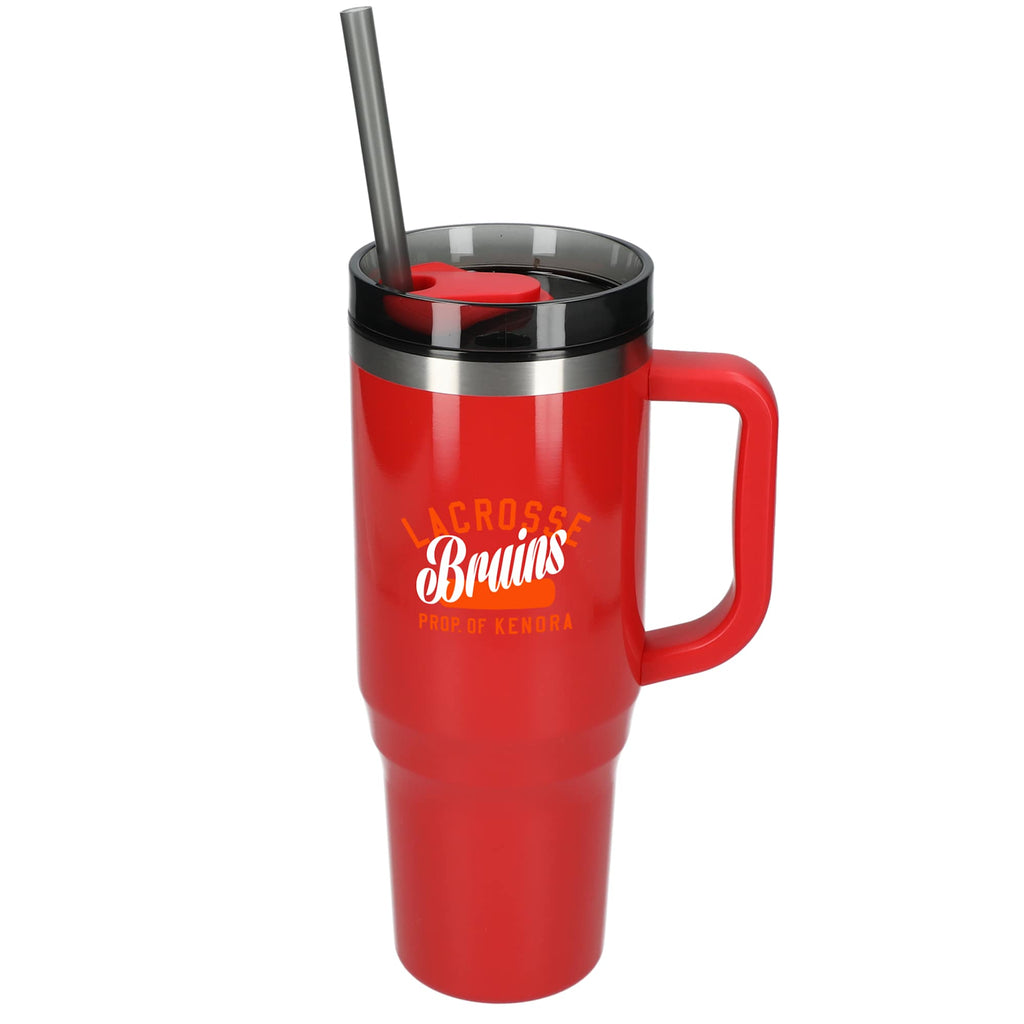 Thor Straw Tumbler with Handle, 40 oz - Red - Front