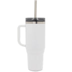 Thor Straw Tumbler with Handle, 40 oz - White - Back