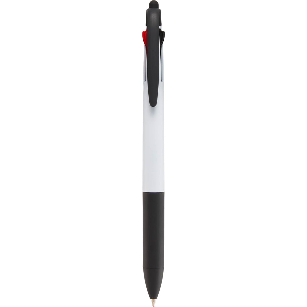 Three Color Ink Pen with Stylus in Recycled ABS - Black - Clip