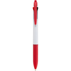 Three Color Ink Pen with Stylus in Recycled ABS - Red - Clip