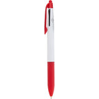 Three Color Ink Pen with Stylus in Recycled ABS - Red - Front