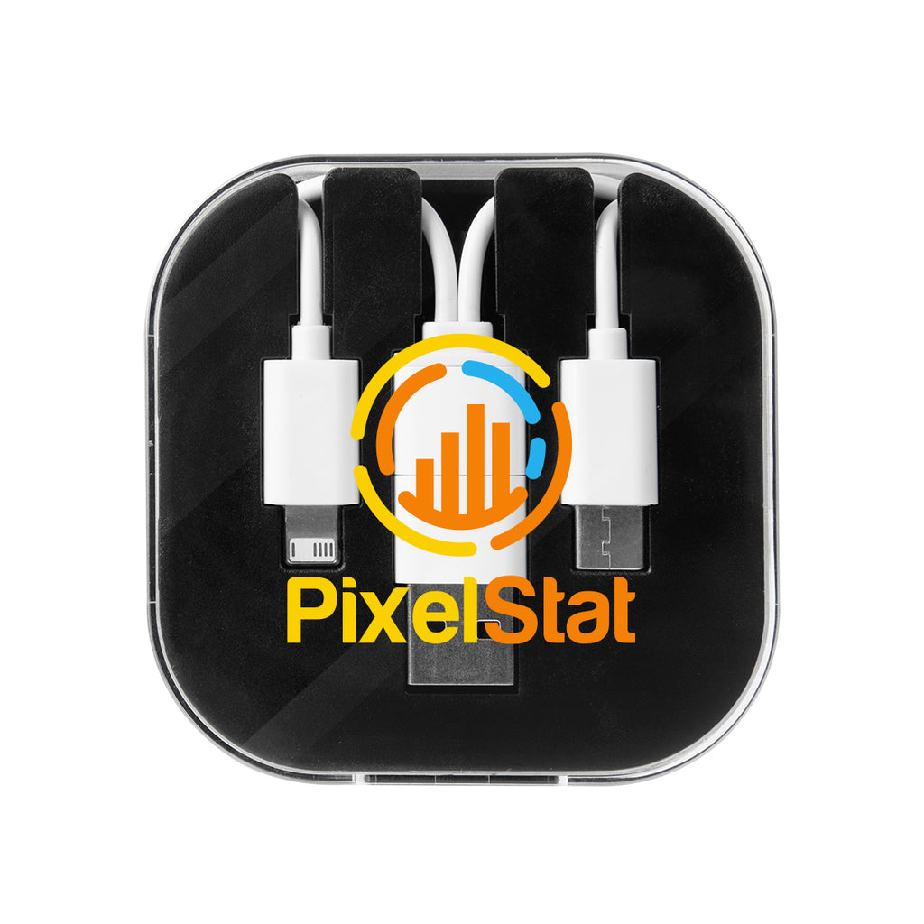 Three-Way Charging Cable with Phone Stand - Black - Full Color