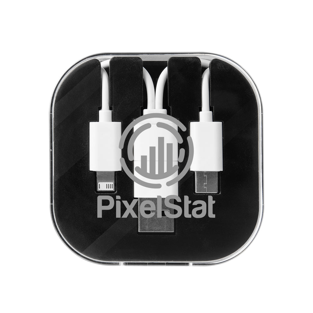 Three-Way Charging Cable with Phone Stand - Black - Silk Screen