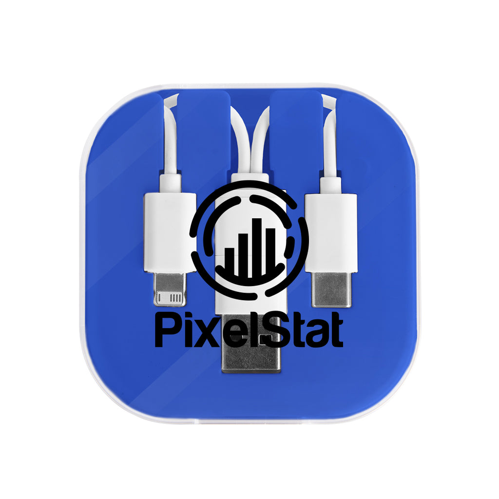 Three-Way Charging Cable with Phone Stand - Blue - Silk Screen