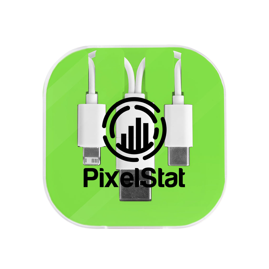 Three-Way Charging Cable with Phone Stand - Lime Green - Silk Screen
