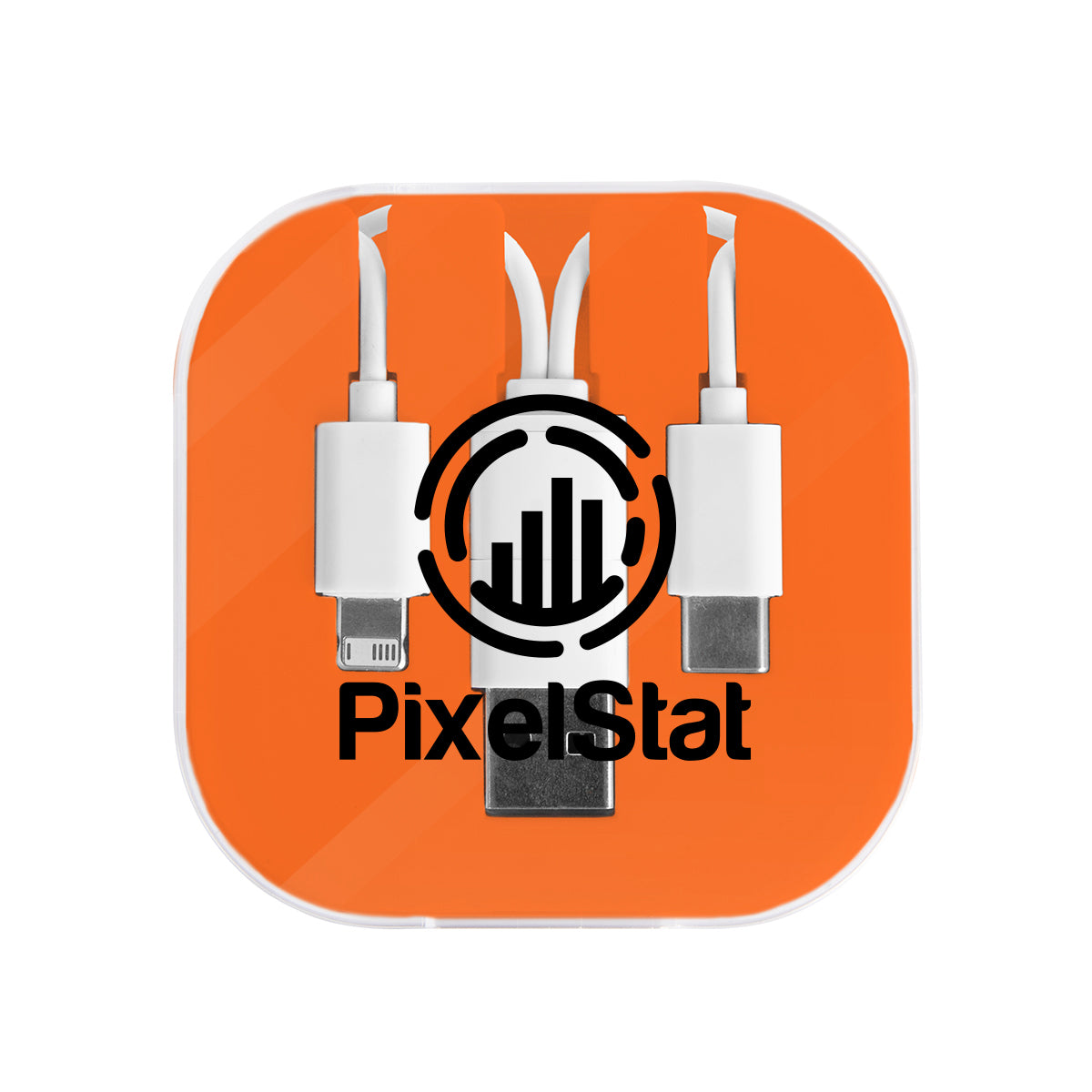 Three-Way Charging Cable with Phone Stand - Orange - Silk Screen