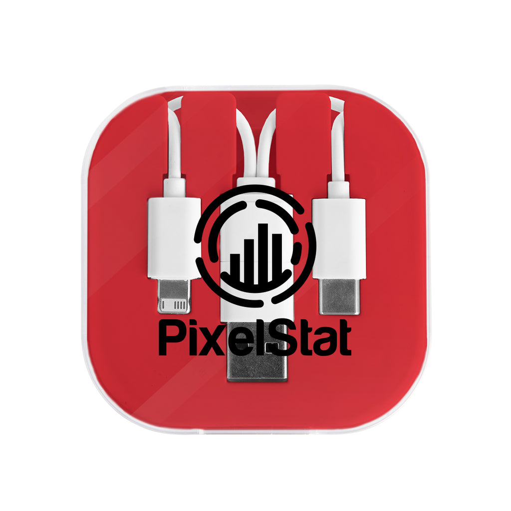 Three-Way Charging Cable with Phone Stand - Red - Silk Screen