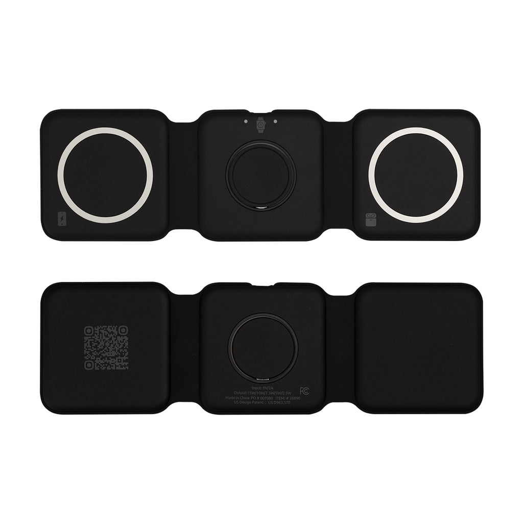 Three-Way Travel Charger - Black - Open