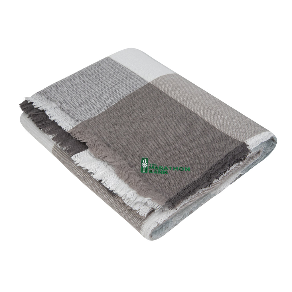 Throw Blanket in Buffalo Check - Gray - Embroidery