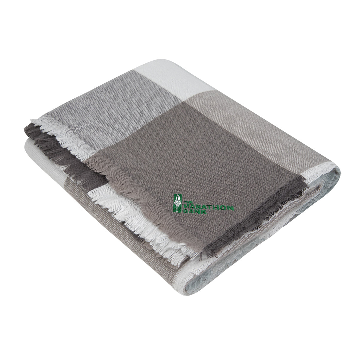 Throw Blanket in Buffalo Check - Gray - Embroidery