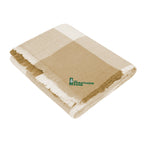 Throw Blanket in Buffalo Check - Tan - Embroidery