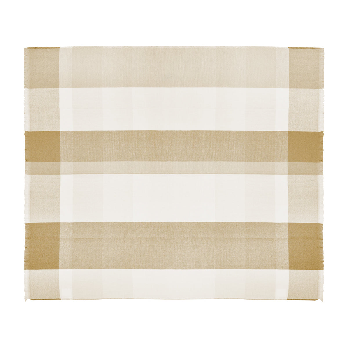 Throw Blanket in Buffalo Check - Tan - Open