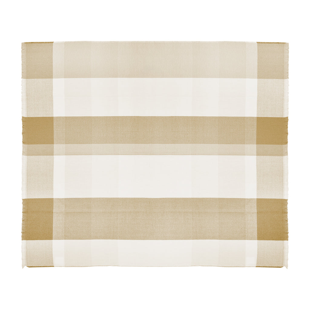 Throw Blanket in Buffalo Check - Tan - Open