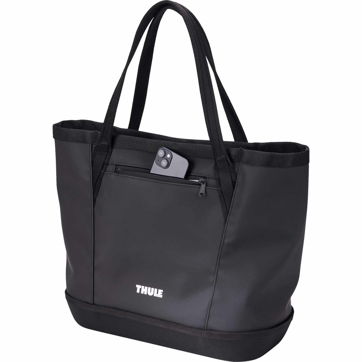 Thule Chasm Gear Tote with Waterproof Base, 30 L Embroidery - Black - Left Angle