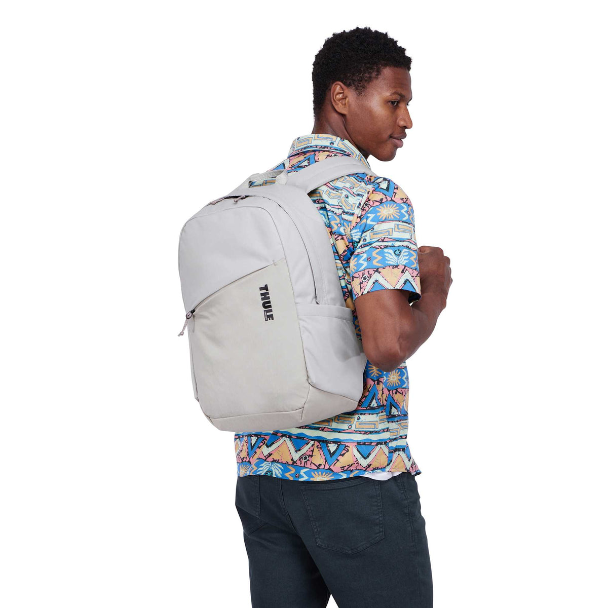 Thule Heritage Notus Laptop Backpack, 20L Transfer - Soft Sand - Left Angle On Model