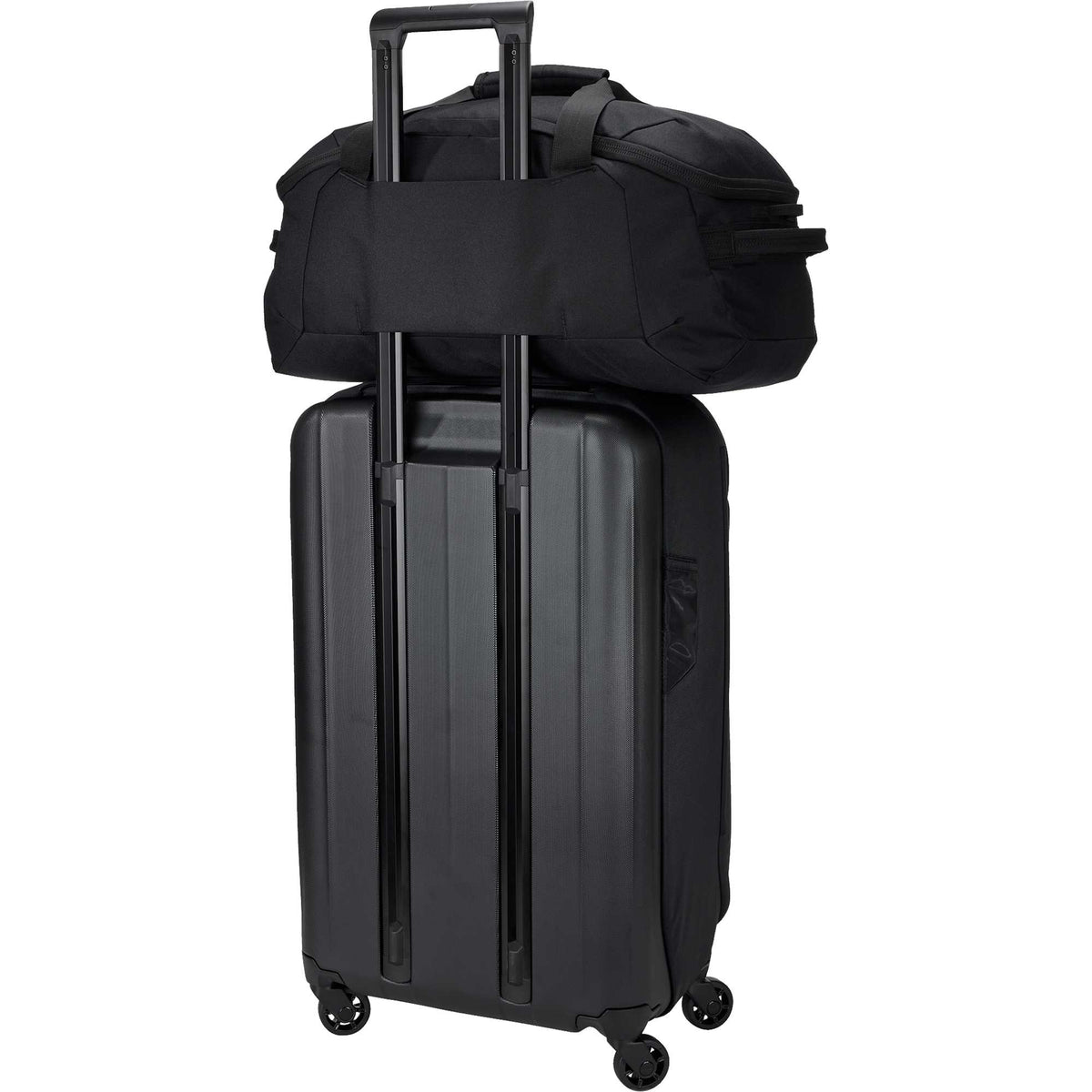 Thule Lumion Duffel Bag in Recycled Polyester, 40L Embroidery - Black - Left Angle Back