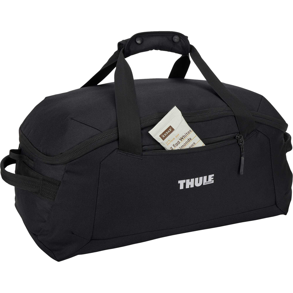 Thule Lumion Duffel Bag in Recycled Polyester, 40L Embroidery - Black - Right Angle Detail 2
