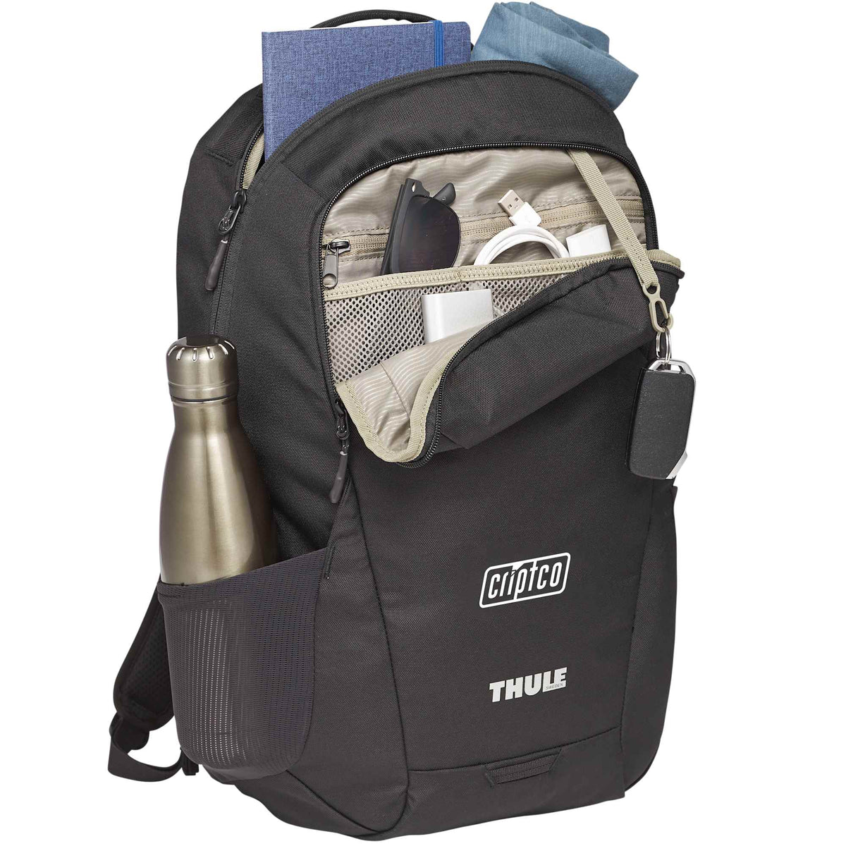 Thule Lumion Recycled Laptop Backpack, 21L Embroidery - Black - Right Angle 3