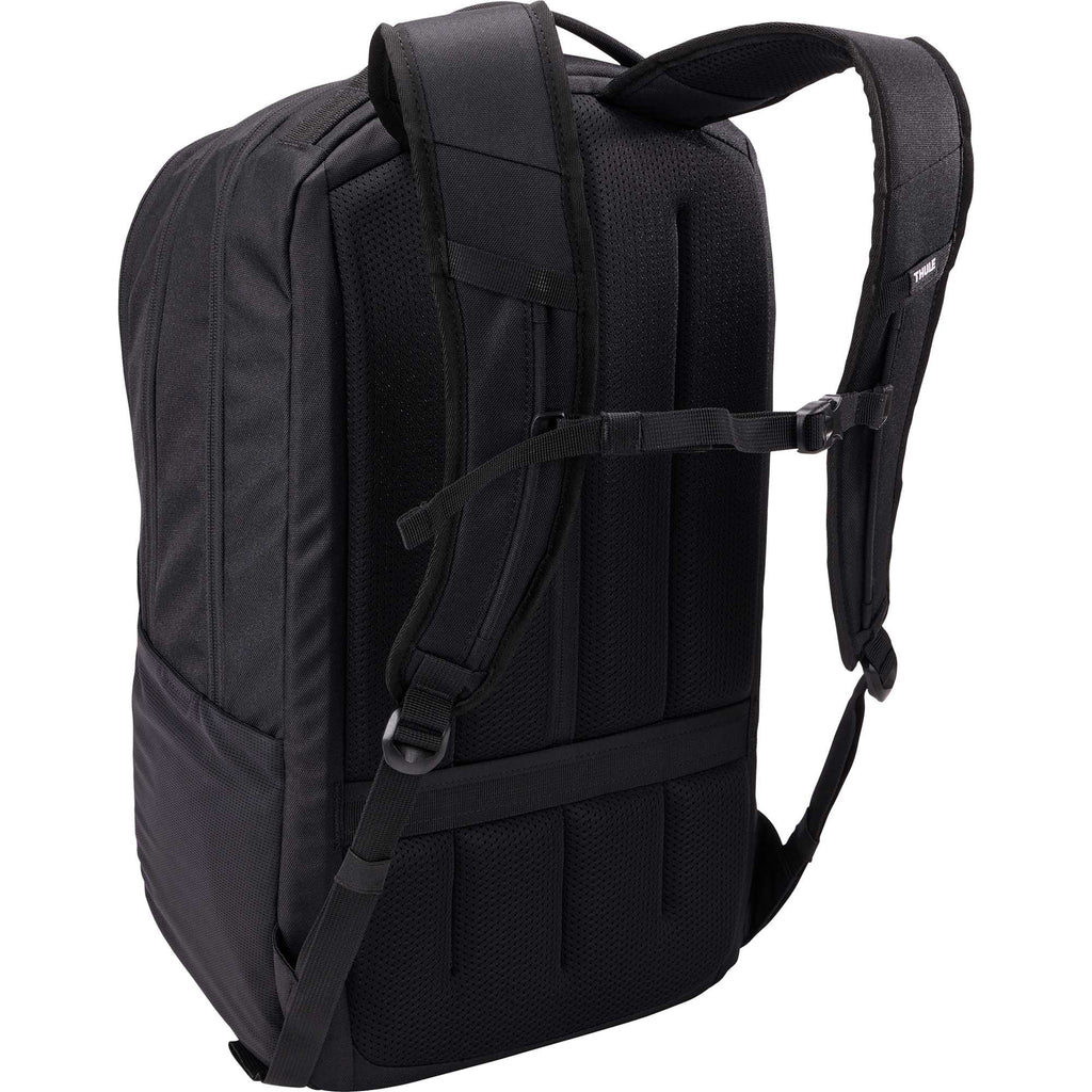 Thule Lumion Recycled Laptop Backpack, 28L Embroidery - Black - Right Angle Back
