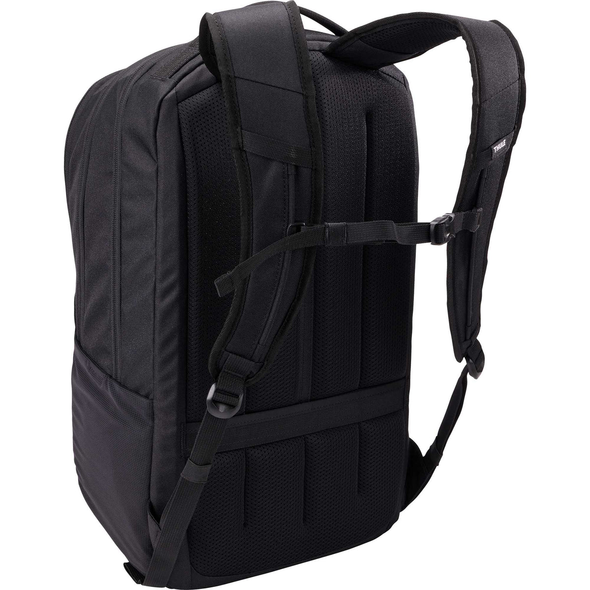 Thule Lumion Recycled Laptop Backpack, 28L Embroidery - Black - Right Angle Back