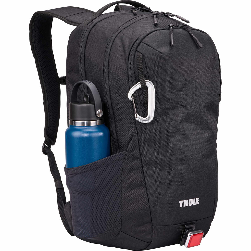 Thule Lumion Recycled Laptop Backpack, 28L Embroidery - Black - Right Angle Propped