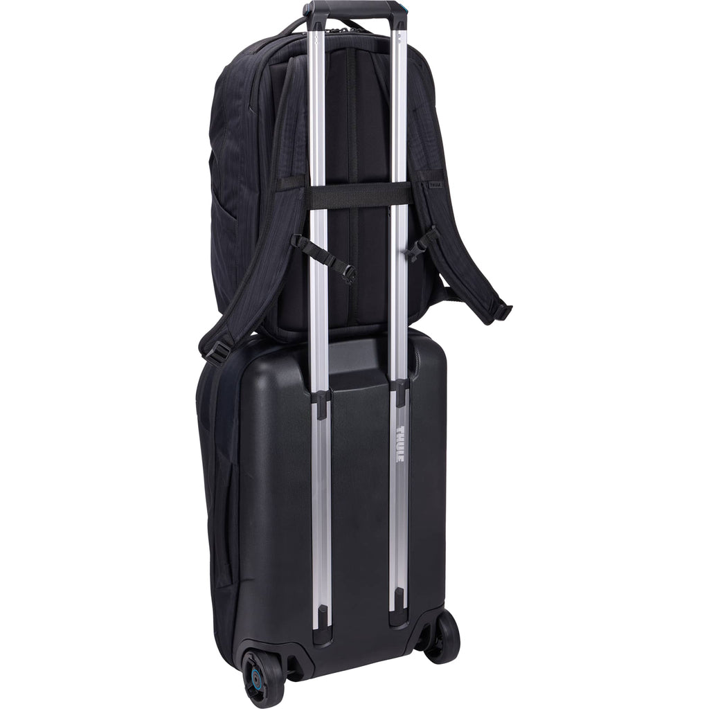 Thule Stravan Recycled Expandable Backpack, 17 Inch Embroidery - Gray - Back Propped