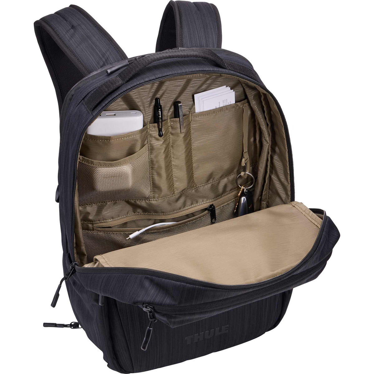 Thule Stravan Recycled Expandable Backpack, 17 Inch Transfer - Gray - Open