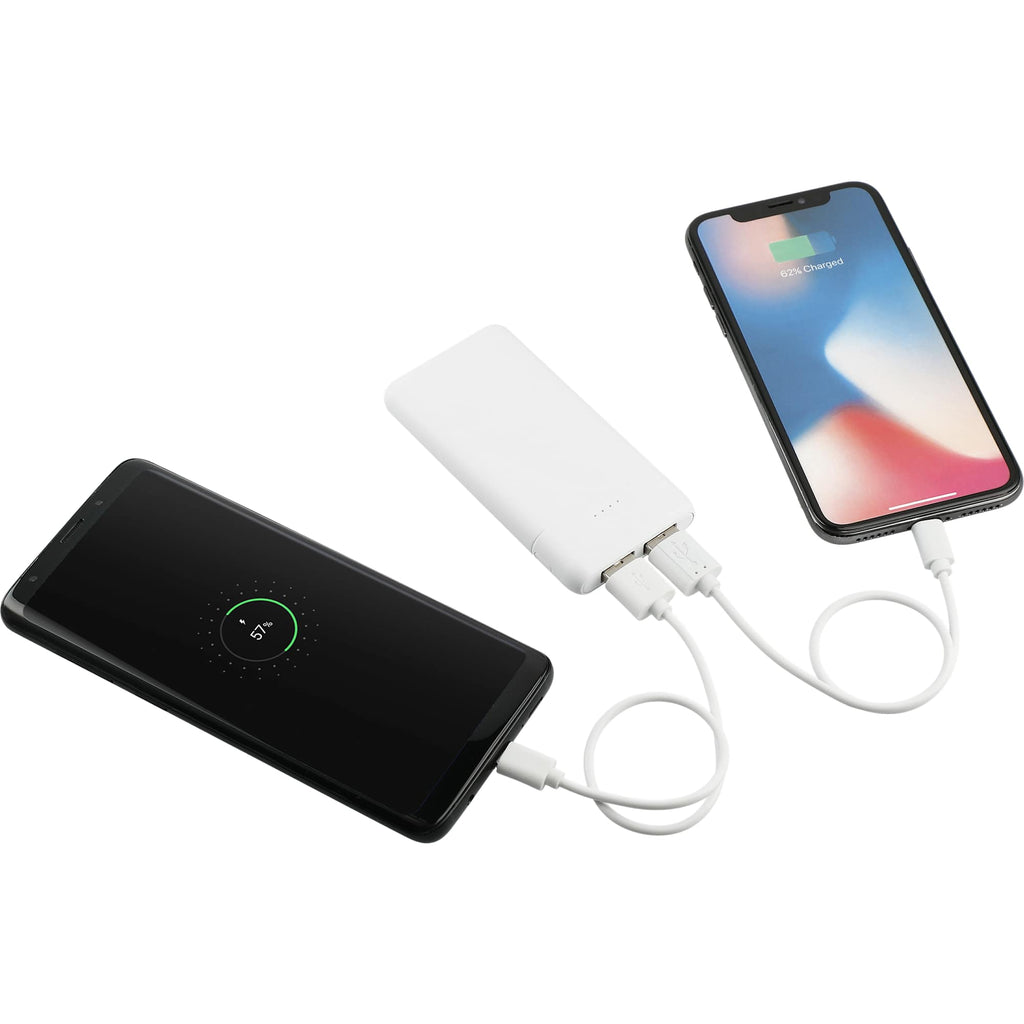Tilt Dual Output Power Bank, 5,000 mAh Full Color - White - Dual Charging 2