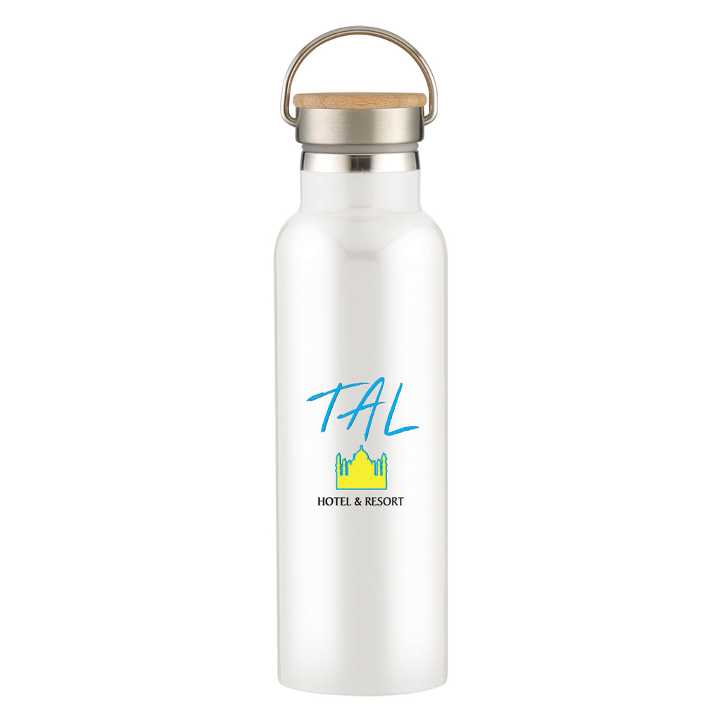Tipton Recycled Stainless Steel Bottle with Bamboo Lid, 21 oz - Colorbrite Drinkware