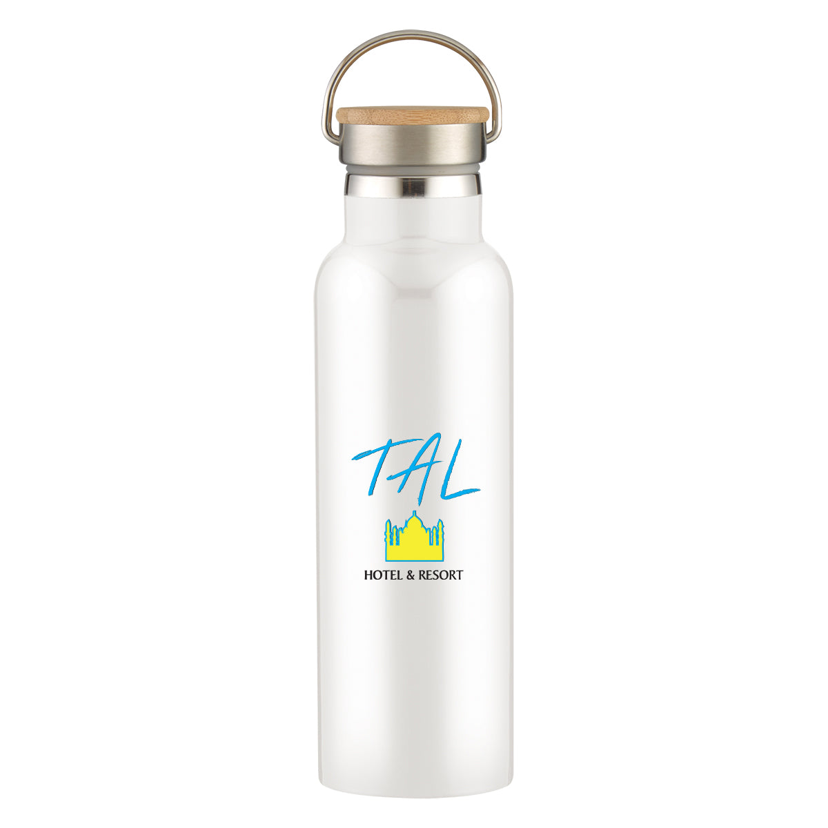 Tipton Recycled Stainless Steel Bottle with Bamboo Lid, 21 oz - Colorbrite Drinkware