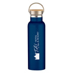 Tipton Recycled Stainless Steel Bottle with Bamboo Lid, 21 oz - Navy - Silk Screen