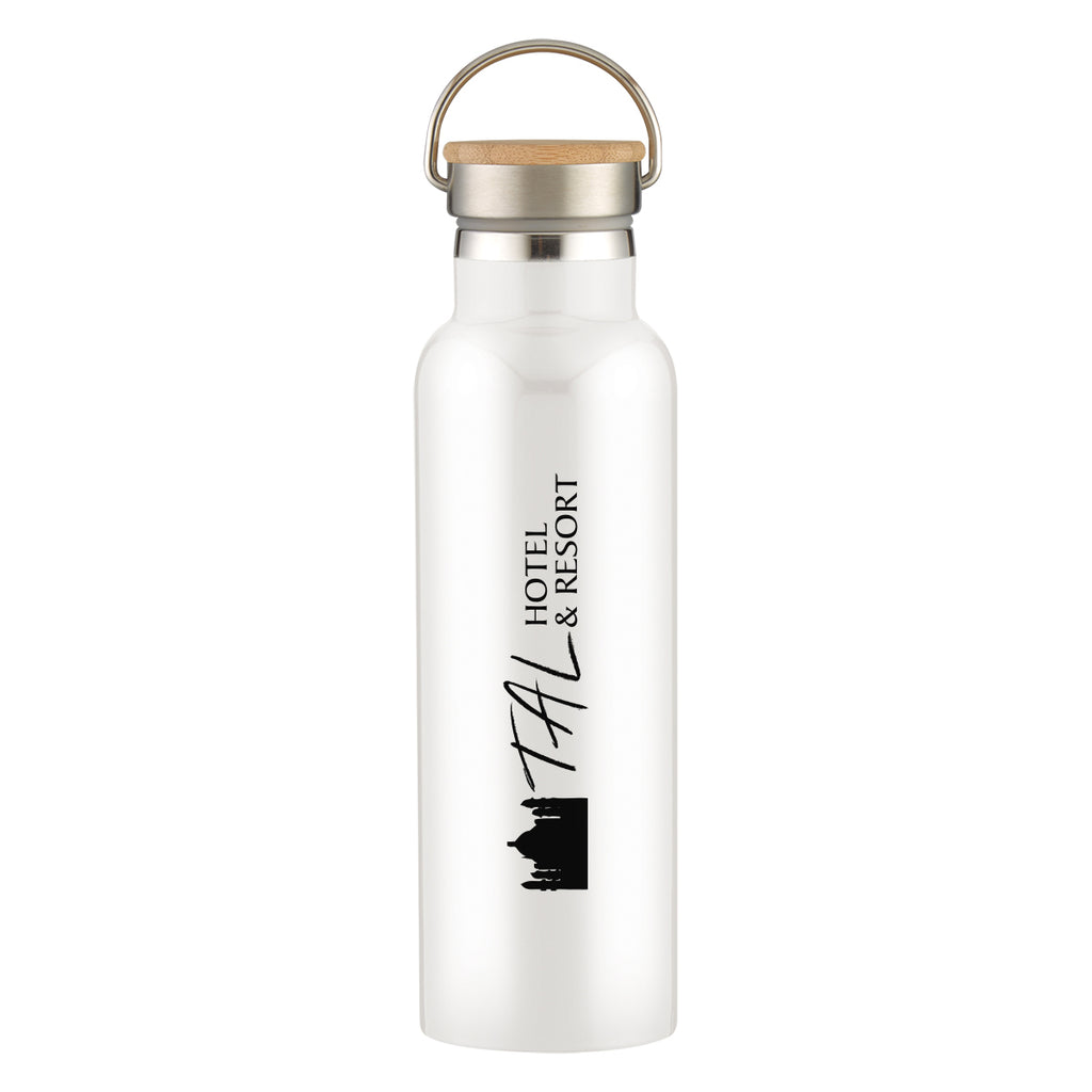 Tipton Recycled Stainless Steel Bottle with Bamboo Lid, 21 oz - Silk Screen