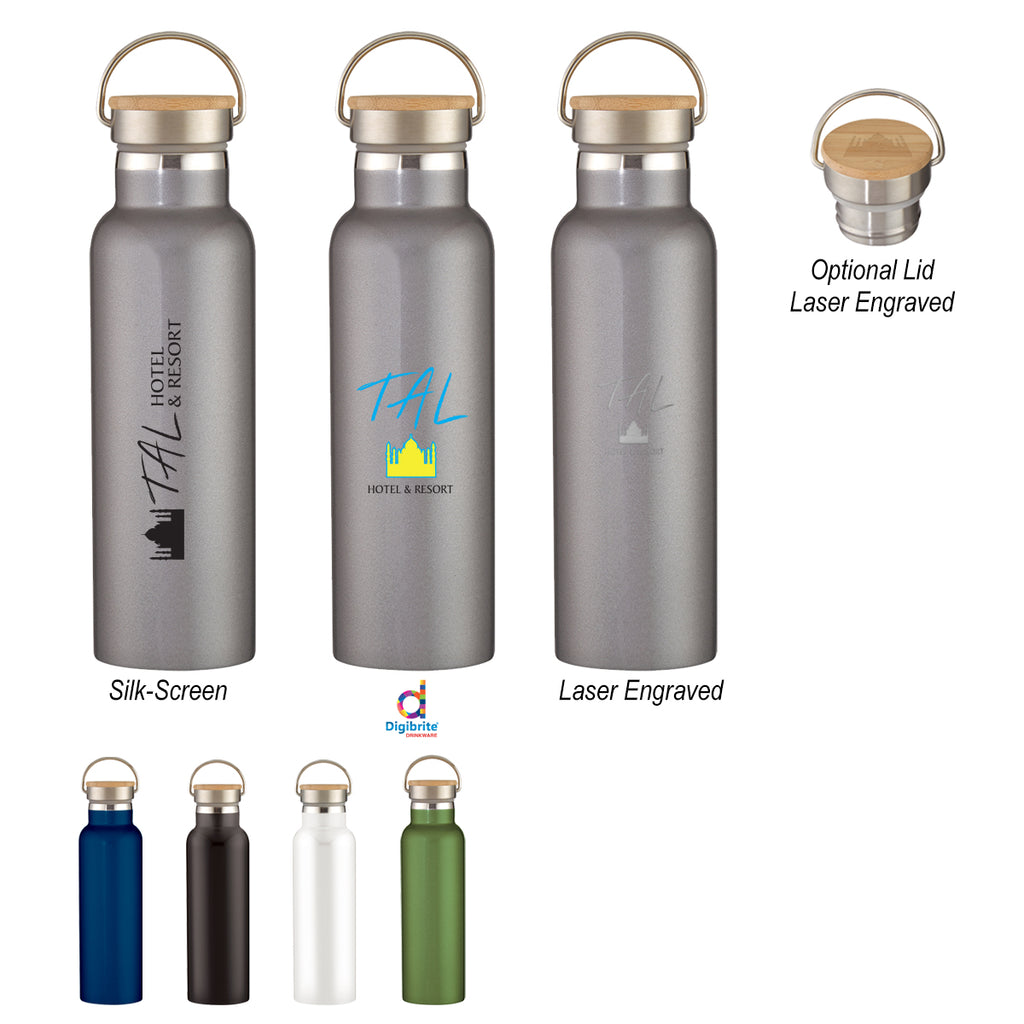 Tipton Recycled Stainless Steel Bottle with Bamboo Lid, 21 oz
