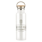 Tipton Stainless Steel Bottle with Bamboo Lid, Laser Engraved, 21 oz - White - Laser