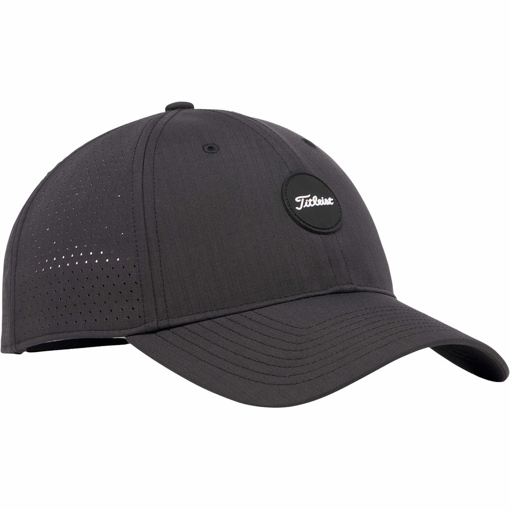 Titleist Montauk Tech Water Repellent Golf Hat Embroidery - Black - Left Angle