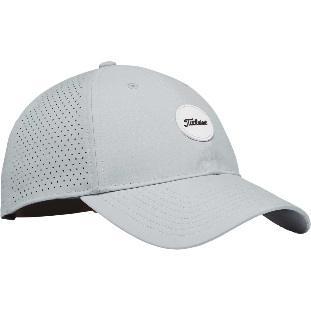 Titleist Montauk Tech Water Repellent Golf Hat Embroidery - Grey - Left Angle