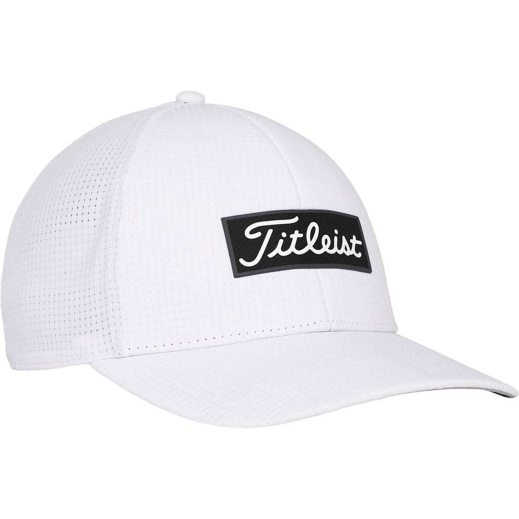 Titleist Oceanside Perforated Golf Hat Embroidery - White/Black - Left Angle