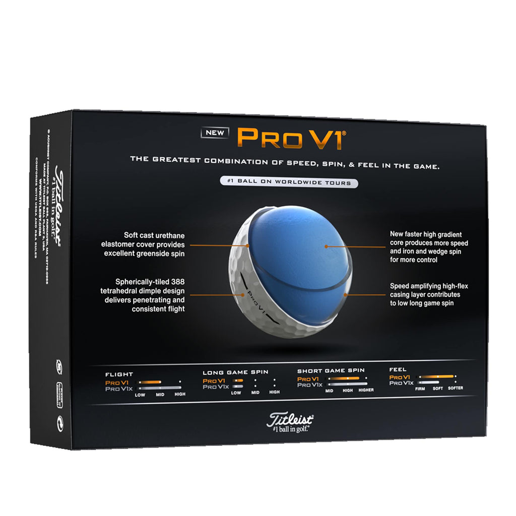 Titleist Pro V1 Golf Balls with Penetrating Flight, 12 Pack - White - Right Angle 4