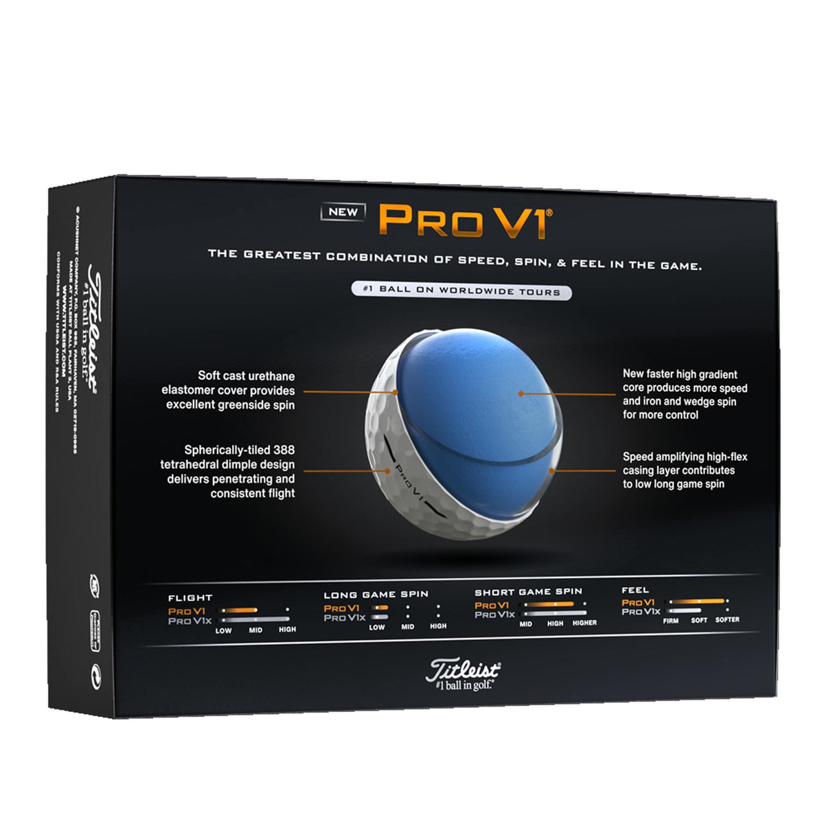 Titleist Pro V1 Golf Balls with Penetrating Flight, 12 Pack - White - Right Angle 4