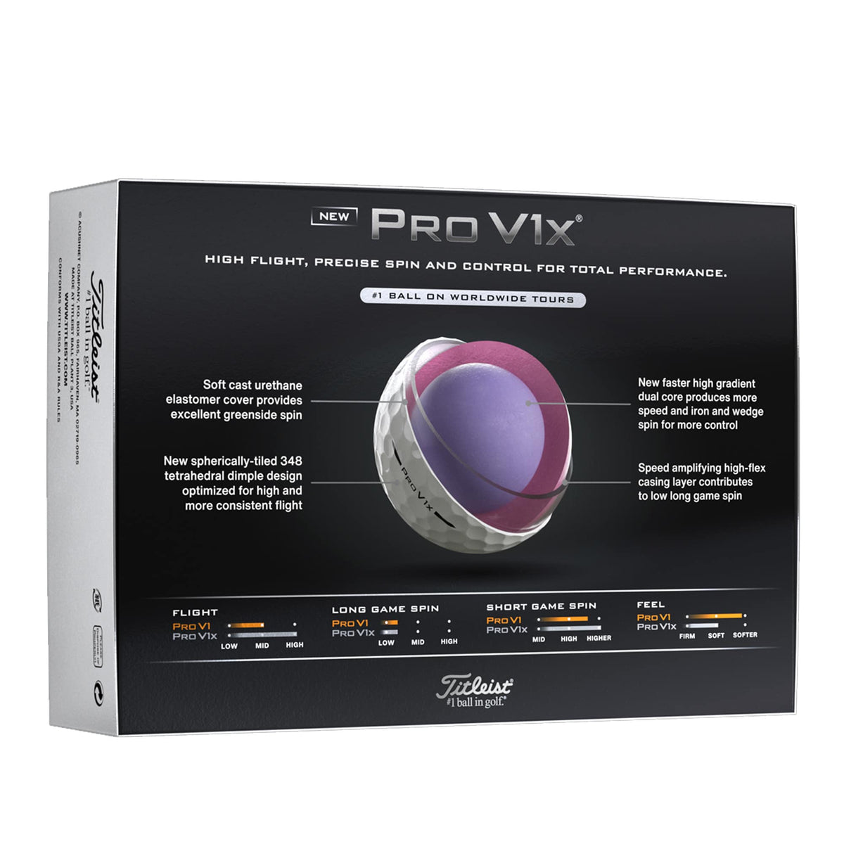 Titleist Pro V1x Golf Balls with Higher Flight, 12 Pack - White - Right Angle 3