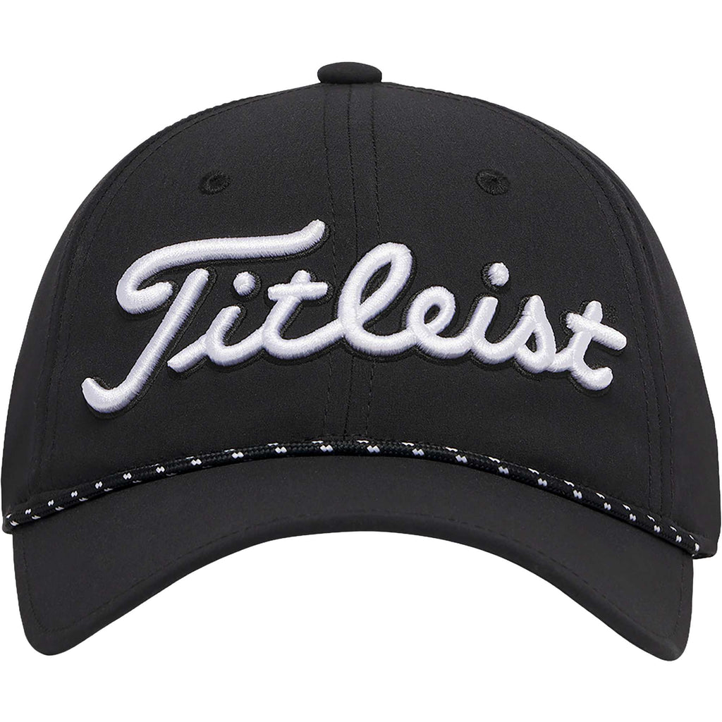 Titleist Tour Breezer Golf Hat with Rope Detail Embroidery - Black/White - Front