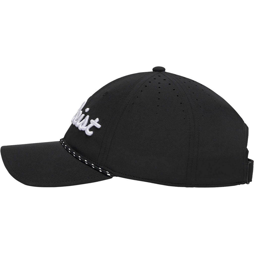 Titleist Tour Breezer Golf Hat with Rope Detail Embroidery - Black/White - Left Side