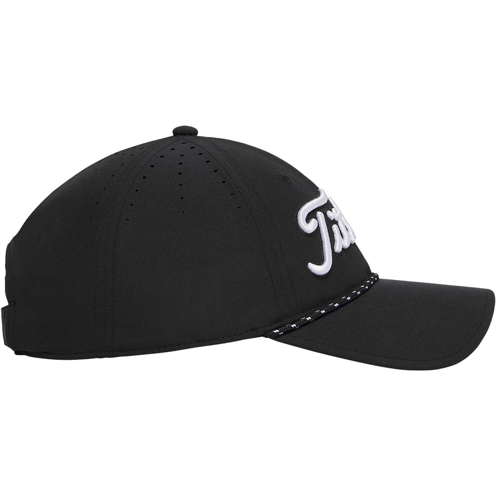Titleist Tour Breezer Golf Hat with Rope Detail Embroidery - Black/White - Right Side